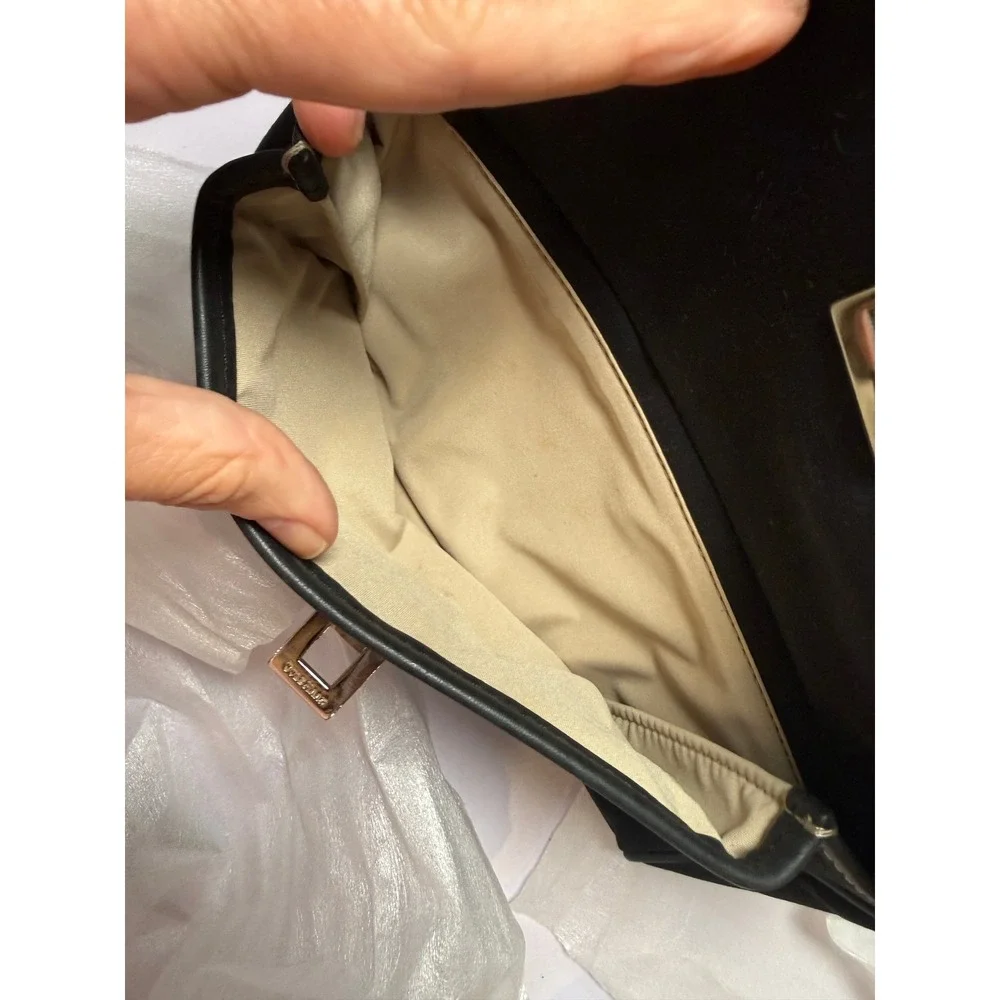 Cole Haan Black Wristlet Clutch Bag‎ Silver Hardware Dust Bag